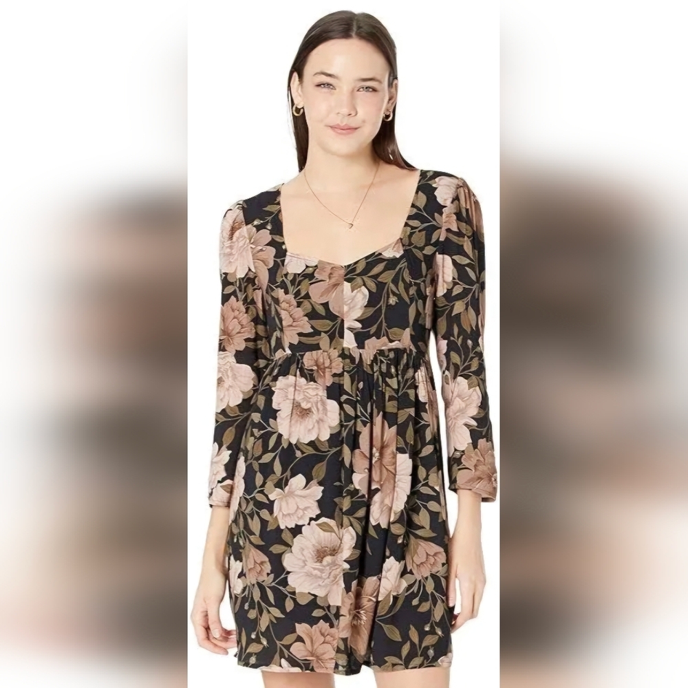 Floral Black and Brown Dress